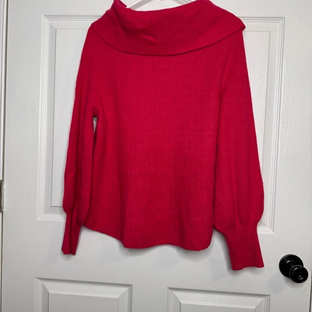 Soft Surroundings Valentine Rose Cashmere Ribbed Cowl Neck Sweater size S NEW - Picture 5 of 6